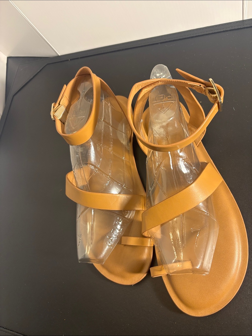 Universal Thread Tan Strappy Ankle Buckle Sandals